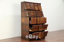 Stacking 33 Drawer Quarter Sawn Oak Antique File Cabinet, Signed Globe #29940