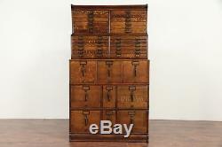 Stacking 33 Drawer Quarter Sawn Oak Antique File Cabinet, Signed Globe #29940