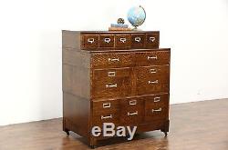 Stacking Quarter Sawn Oak 1910 Antique 12 Drawer Library or Office File Cabinet