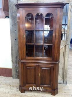 Statton Chippendale Style Solid Cherry Corner Cabinet with Keys