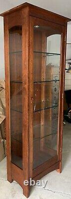 Stickley Furniture, Mission Collection, Tall Curio Display Cabinet Cherry Wood