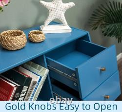 Storage Cabinet Blue Cabinet with Glass Doors Sideboard Display Cabinet Bedroom