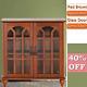 Storage Cabinet With 2 Glass Door Display Cabinet Retro Accent Cabinet Wooden