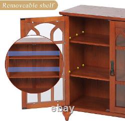 Storage Cabinet with 2 Glass Door Display Cabinet Retro Accent Cabinet Wooden