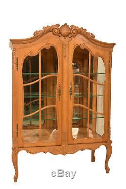 Striking French Louis XV China Cabinet, Mirrored Back, 1940's Oak, Good Value