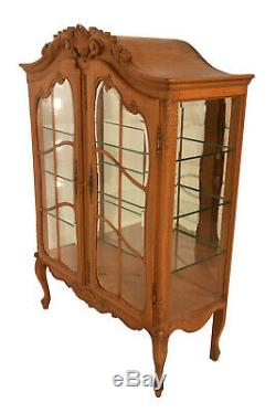 Striking French Louis XV China Cabinet, Mirrored Back, 1940's Oak, Good Value