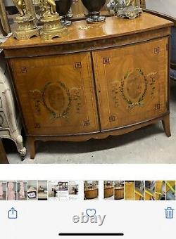 Stunning Adams Style Hand Painted Demilune Cabinet (with Key) Wellington Hall