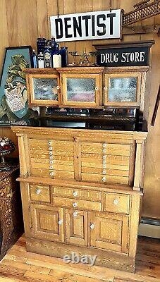 Stunning Antique Quarter Sawn Oak Dental Cabinet Early 1900s