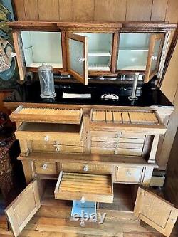 Stunning Antique Quarter Sawn Oak Dental Cabinet Early 1900s