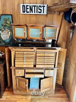 Stunning Antique Quarter Sawn Oak Dental Cabinet Early 1900s