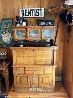 Stunning Antique Quarter Sawn Oak Dental Cabinet Early 1900s