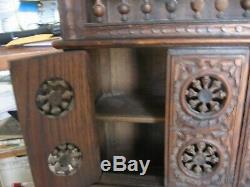 Stunning Antique/vintage Totally Hand Carved Small Wood Cabinet