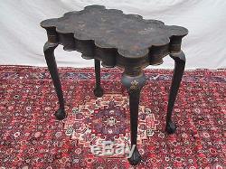 Stunning Chippendale Style Japanned Tea Table On Ball & Claw Legs