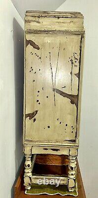 Stunning Painted Antique Cupboard Cabinet Jacobean Glass Door French Shabby Chic