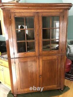 Stunning Rich Color Antique Cherry Corner Cabinet c. 1800's Beautiful Piece