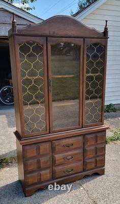 Stunning Vintage 2 pc. Maple China Cabinet Buffet Hutch