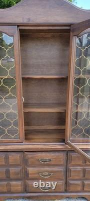 Stunning Vintage 2 pc. Maple China Cabinet Buffet Hutch