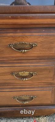 Stunning Vintage 2 pc. Maple China Cabinet Buffet Hutch
