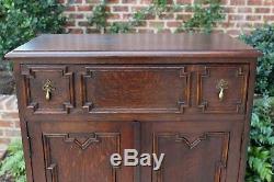Tall Antique English Oak Barley Twist Jacobean Chest of Drawers Cabinet