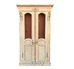 Tall French Louis XVI Style Carved & Painted Chicken Wire Two Door Bookcase