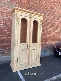 Tall French Louis XVI Style Carved & Painted Chicken Wire Two Door Bookcase