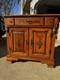 Tell City -antique Wood Sideboard Buffet With Brass Handles And Carvings