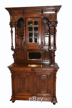 Terrific Antique French Oak Jester Cabinet, Tall Model, Oak
