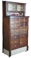 The Harvard Co Style 86 Antique Mahogany Oak & Marble Apothecary Dental Cabinet