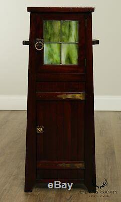 The Lakeside Craft Shops Mission, Arts & crafts Slag Glass Smoking Stand Cabinet