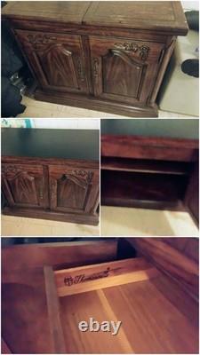 Thomasville Wood 2-Door Raised Panel Cabinet, Free Standing, 1 Shelf, Brown