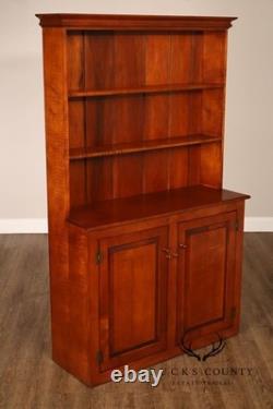 Tiger Maple Custom Step Back Hutch With Upper Open Shelving