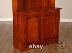 Tiger Maple Custom Step Back Hutch With Upper Open Shelving