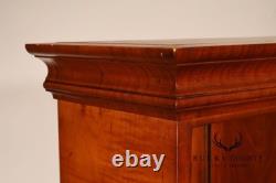 Tiger Maple Custom Step Back Hutch With Upper Open Shelving