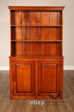 Tiger Maple Custom Step Back Hutch With Upper Open Shelving