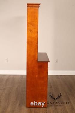 Tiger Maple Custom Step Back Hutch With Upper Open Shelving