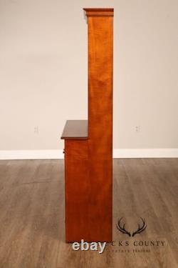 Tiger Maple Custom Step Back Hutch With Upper Open Shelving