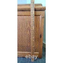Tiger Oak Sewing Machine Cabinet Empty Antique Wood Workstation Side Table Flip