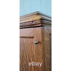 Tiger Oak Sewing Machine Cabinet Empty Antique Wood Workstation Side Table Flip