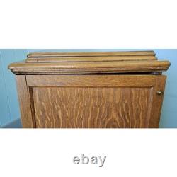 Tiger Oak Sewing Machine Cabinet Empty Antique Wood Workstation Side Table Flip