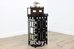 Tramp Art Antique Oak & Mirror Display or Trinket Cabinet #55739