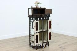 Tramp Art Antique Oak & Mirror Display or Trinket Cabinet #55739