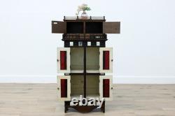 Tramp Art Antique Oak & Mirror Display or Trinket Cabinet #55739