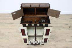 Tramp Art Antique Oak & Mirror Display or Trinket Cabinet #55739