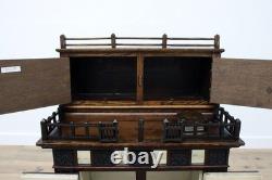 Tramp Art Antique Oak & Mirror Display or Trinket Cabinet #55739