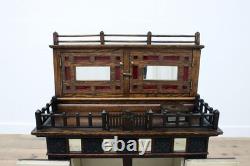 Tramp Art Antique Oak & Mirror Display or Trinket Cabinet #55739