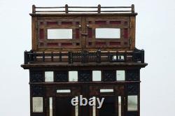 Tramp Art Antique Oak & Mirror Display or Trinket Cabinet #55739