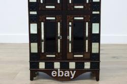 Tramp Art Antique Oak & Mirror Display or Trinket Cabinet #55739