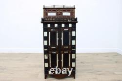 Tramp Art Antique Oak & Mirror Display or Trinket Cabinet #55739