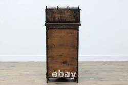 Tramp Art Antique Oak & Mirror Display or Trinket Cabinet #55739