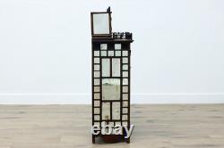 Tramp Art Antique Oak & Mirror Display or Trinket Cabinet #55739